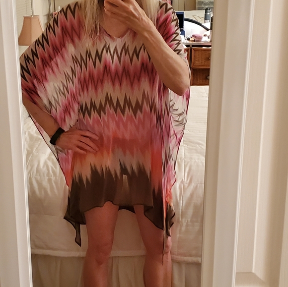 Bathing Suit  Cover Up  Pink and Brown coverup - Picture 7 of 8